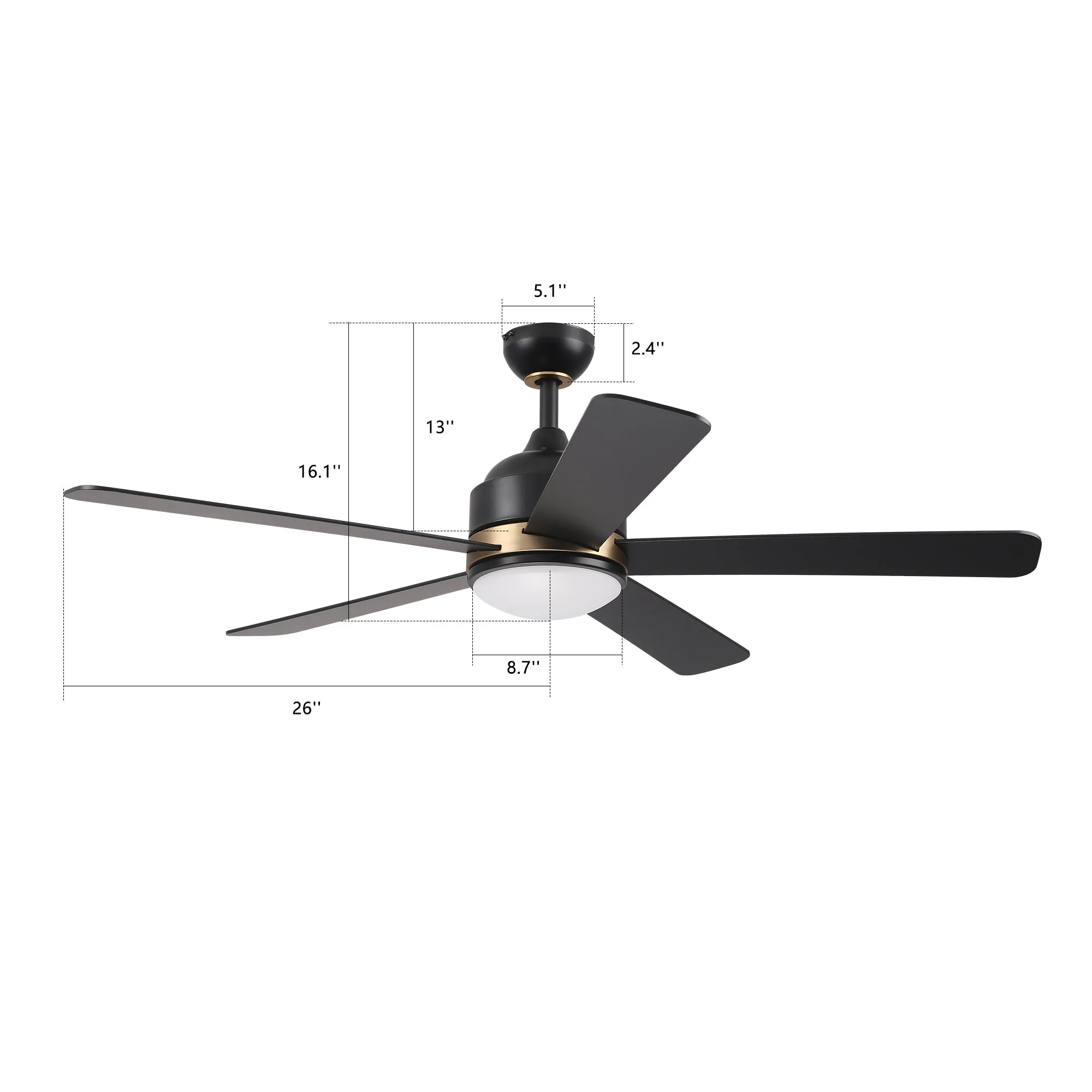 Soran Modern Smart Ceiling Fan with LED Light 52 inch