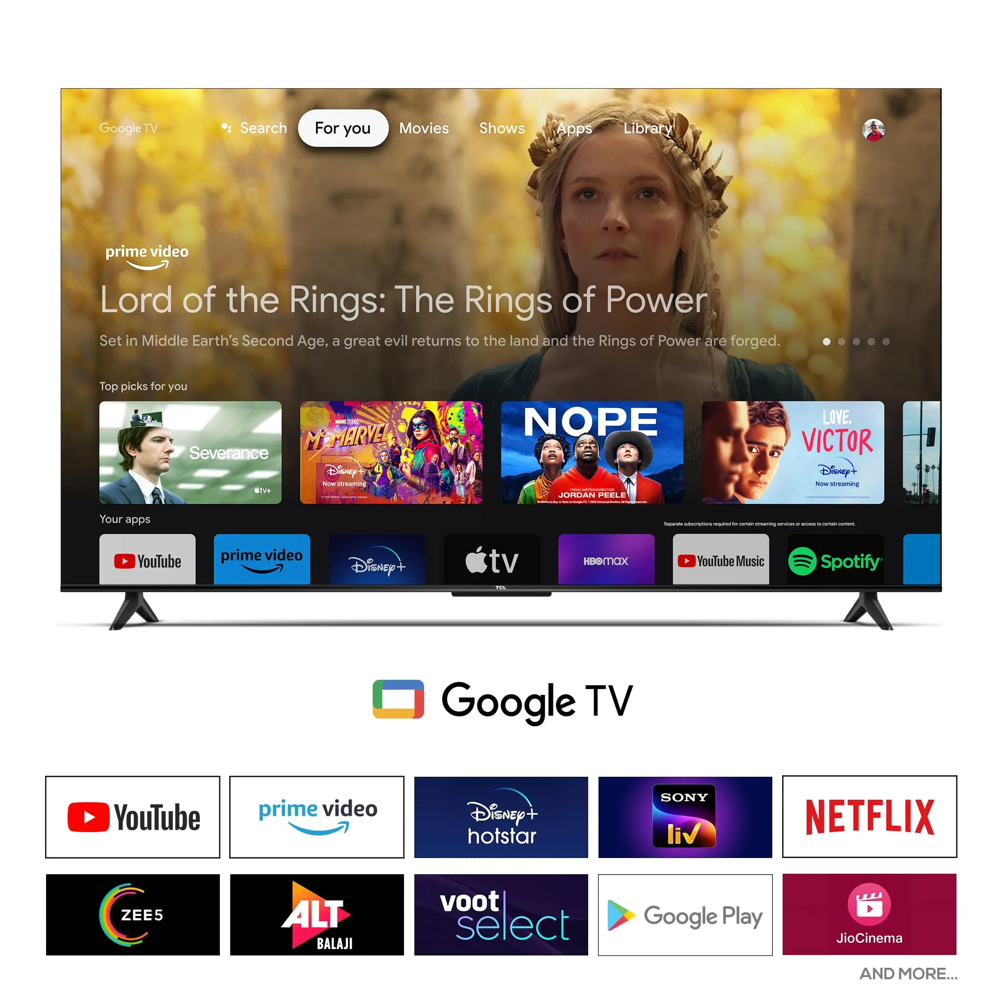 TCL 164 cm (65 inches) Metallic Bezel-Less Series 4K Ultra HD Smart LED Google TV 65V6B (Black)