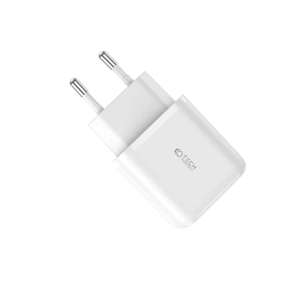 Tech-Protect Network PD 20W Vægoplader m. 1 x USB-C & 1 x USB-A - Hvid