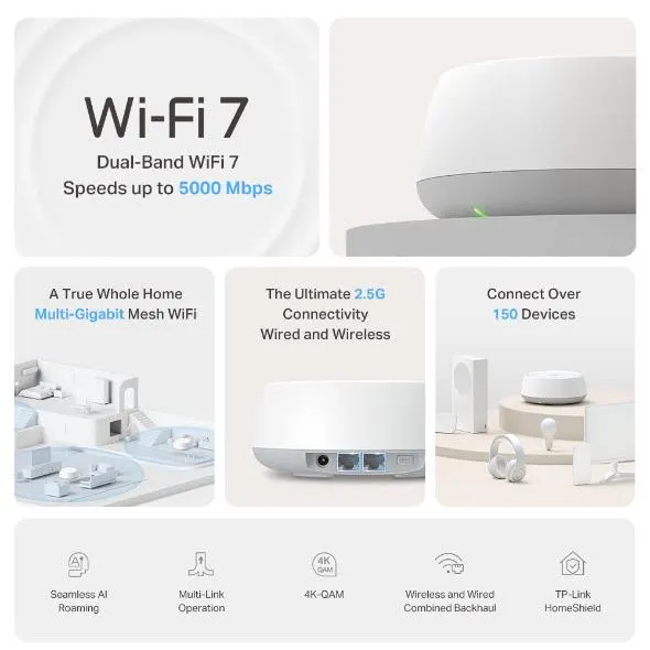 TP-Link Deco BE5000 Whole Home Mesh WiFi 7 Router