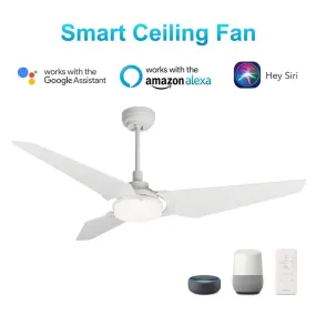 Trailblazer White/White 3 Blade Smart Ceiling Fan with Dimmable LED Light Kit Works with Remote Control, Wi-Fi apps and Voice control via Google Assistant/Alexa/Siri