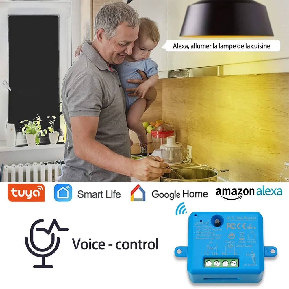 Tuya Smart Life Tiny WiFi Switch Socket Module DIY Smart Light and Socket Google Home Echo Alexa Voice Control Remote Control