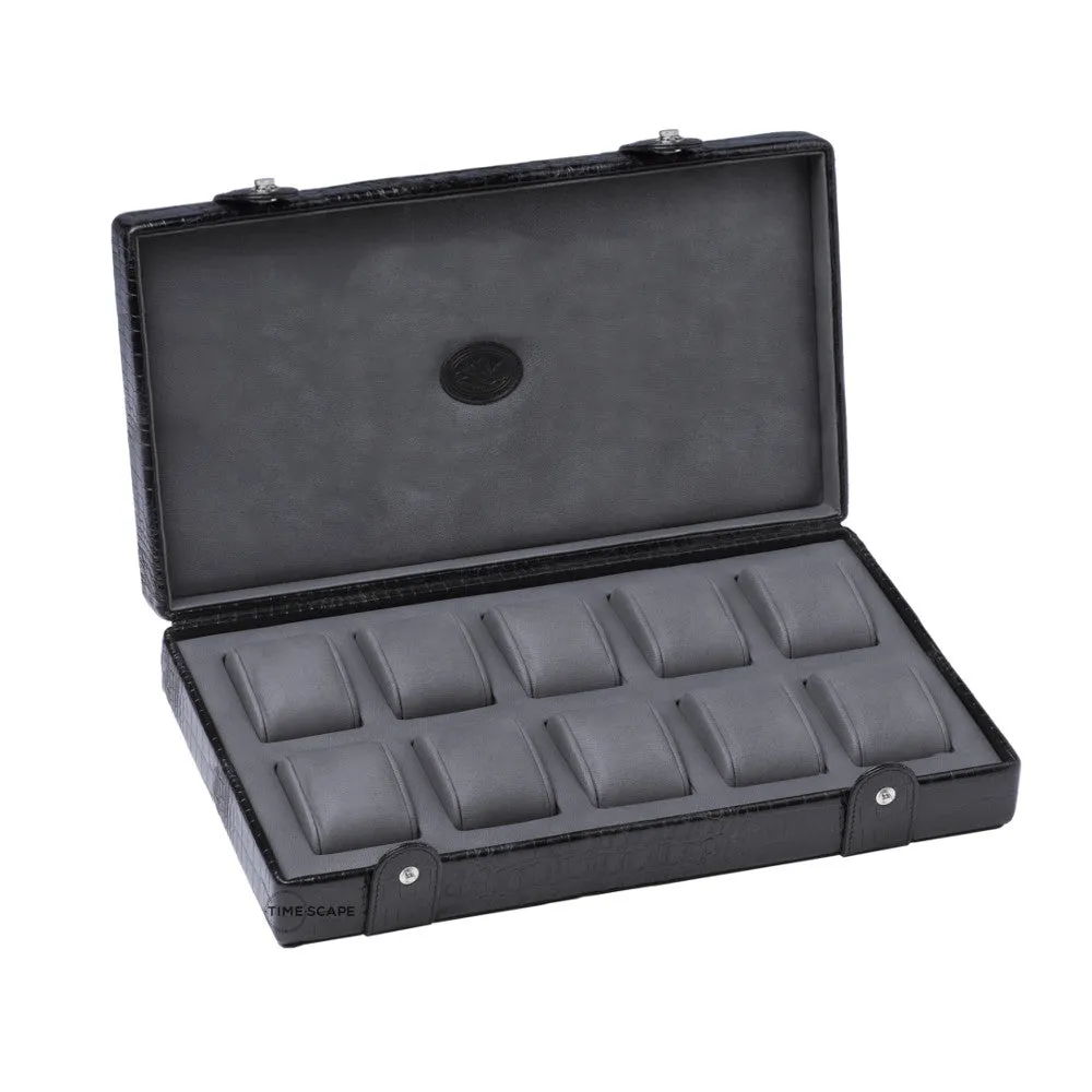 UNDERWOOD (LONDON) - 10-Unit Croco Watch Box  | UN211/CBLK