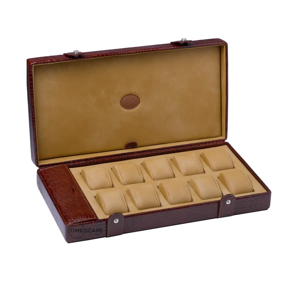 UNDERWOOD (LONDON) - 10-Unit Croco Watch Box w Compartment | UN233/CBRW