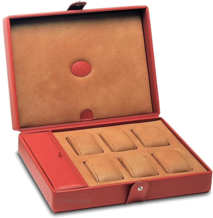 UNDERWOOD (LONDON) - 6-Unit Leather Watch Box w Compartment | UN232/TAN