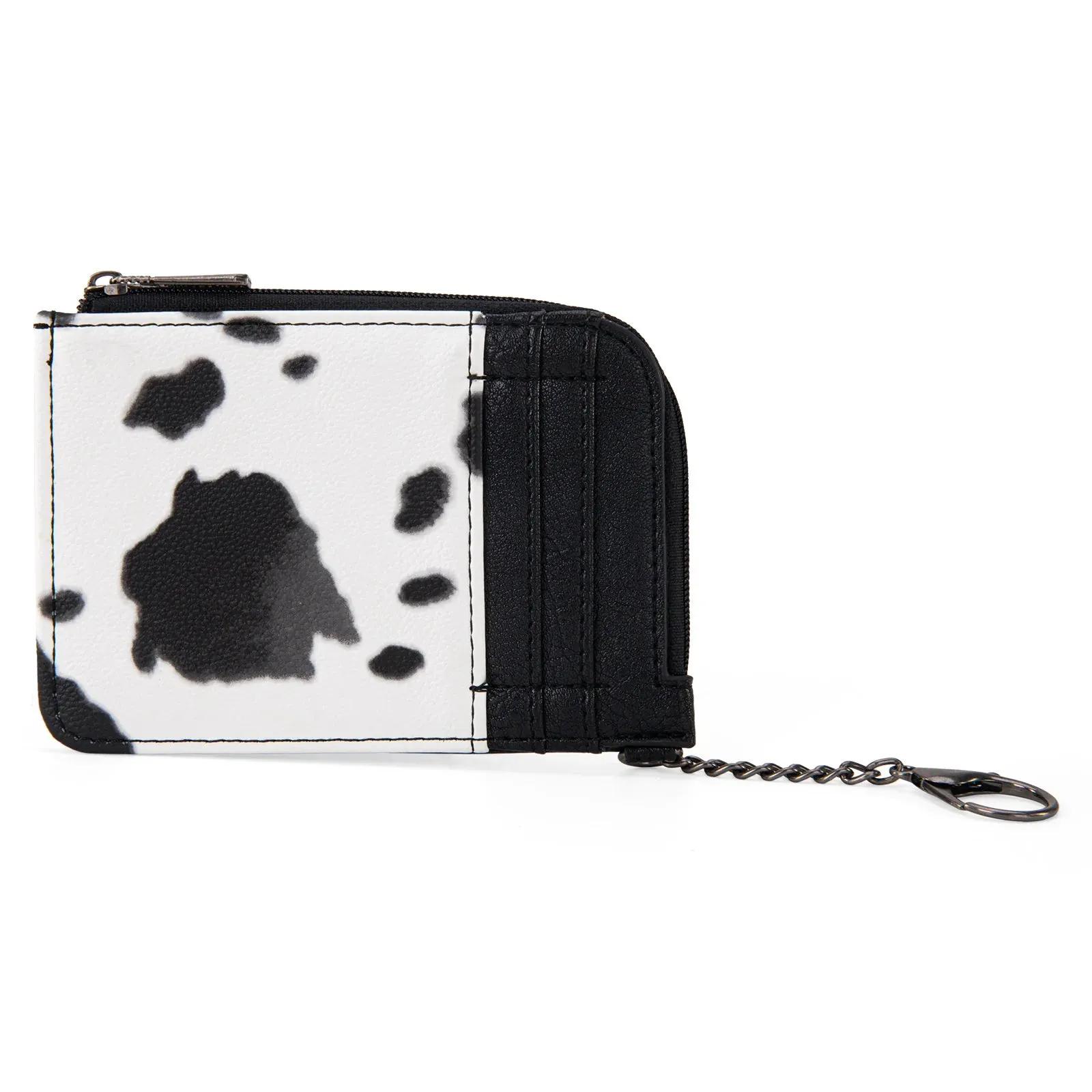 WG102-W005 Wrangler  Wrangler Cow Print  Mini Zip Card Case  Black