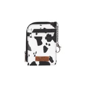 WG133-W005 Wrangler Cow Print Print Mini Zip Card Case - Black