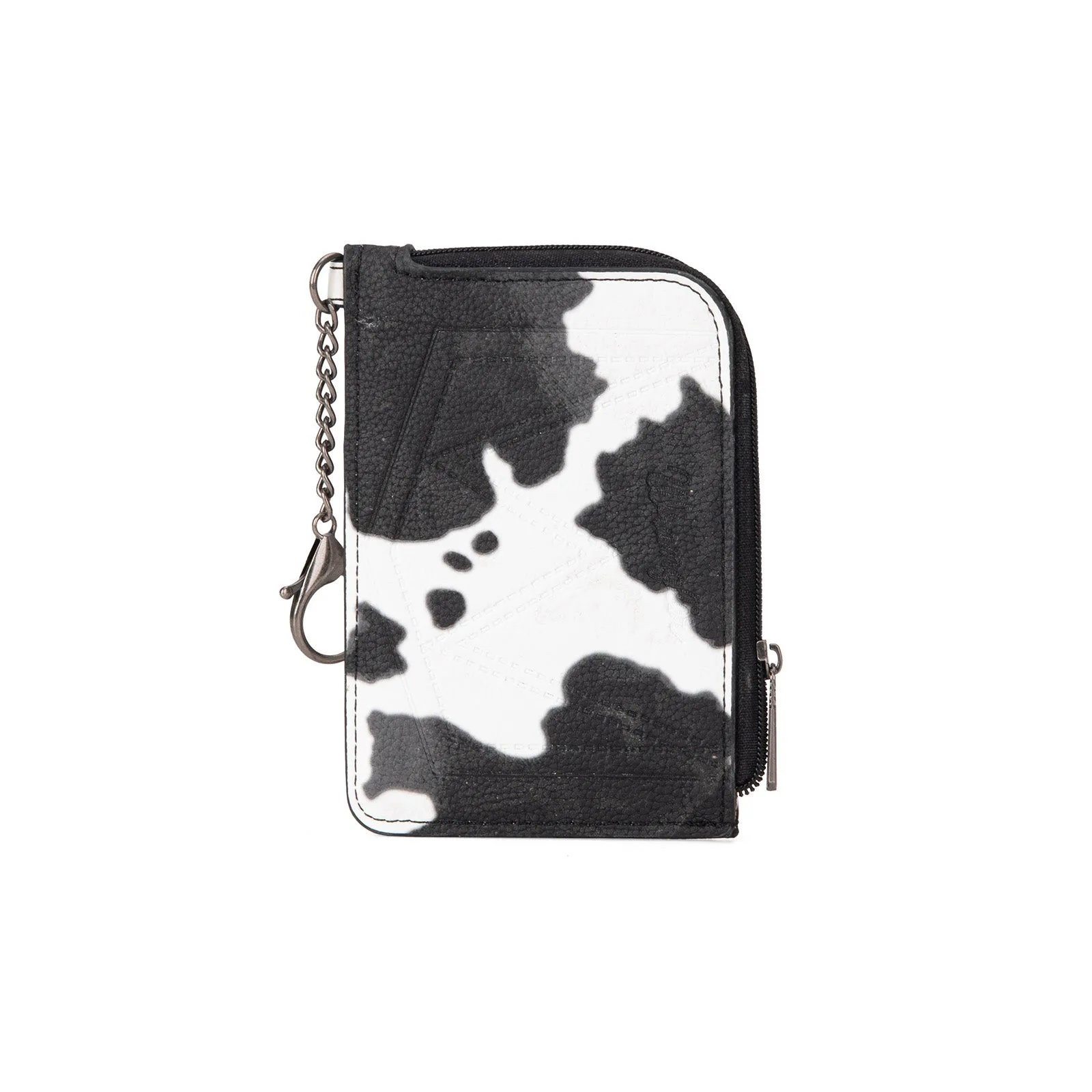 WG133-W005 Wrangler Cow Print Print Mini Zip Card Case - Black