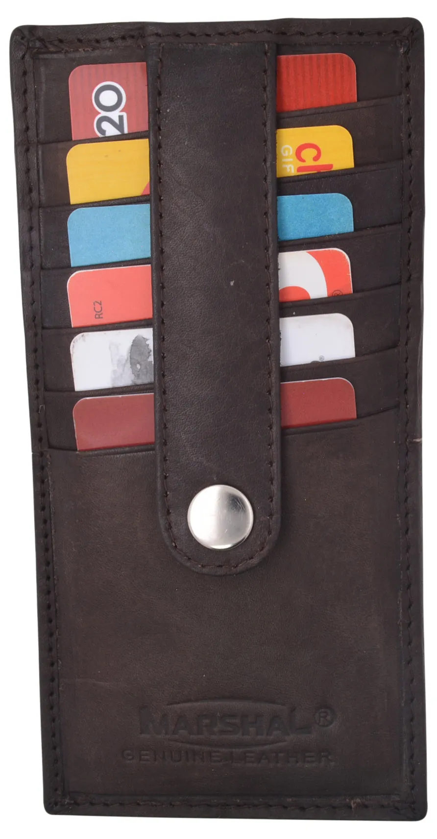 Women's Genuine Leather Slim Stacker Card Case Protection Wallet by Marshal