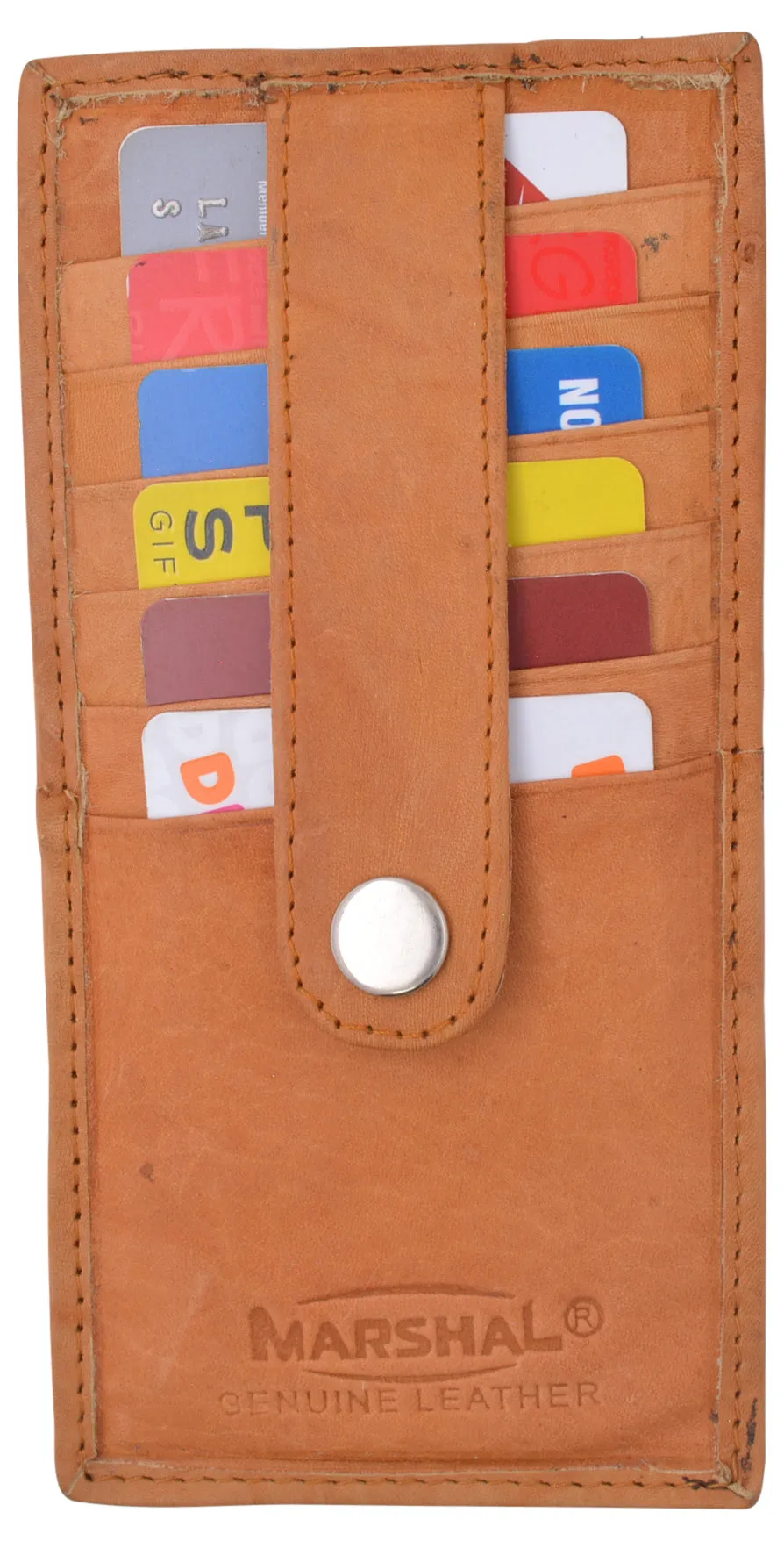 Women's Genuine Leather Slim Stacker Card Case Protection Wallet by Marshal