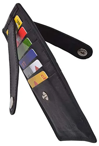 Women's Genuine Leather Slim Stacker Card Case Protection Wallet by Marshal