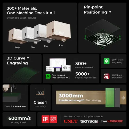 xTool S1: 20W/40W Enclosed Diode Laser Cutter (with Honeycomb and Air Assist)