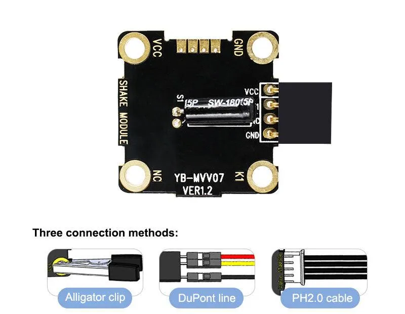 Yahboom Vibration module compatible with alligator clip/DuPont line/PH2.0 cable