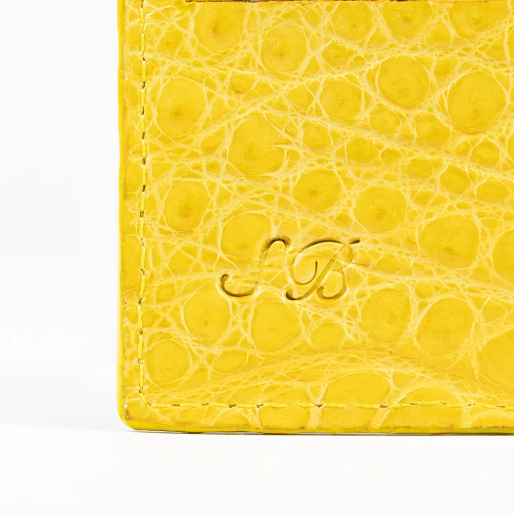 Yellow Genuine Crocodile Skin Credit Card Case