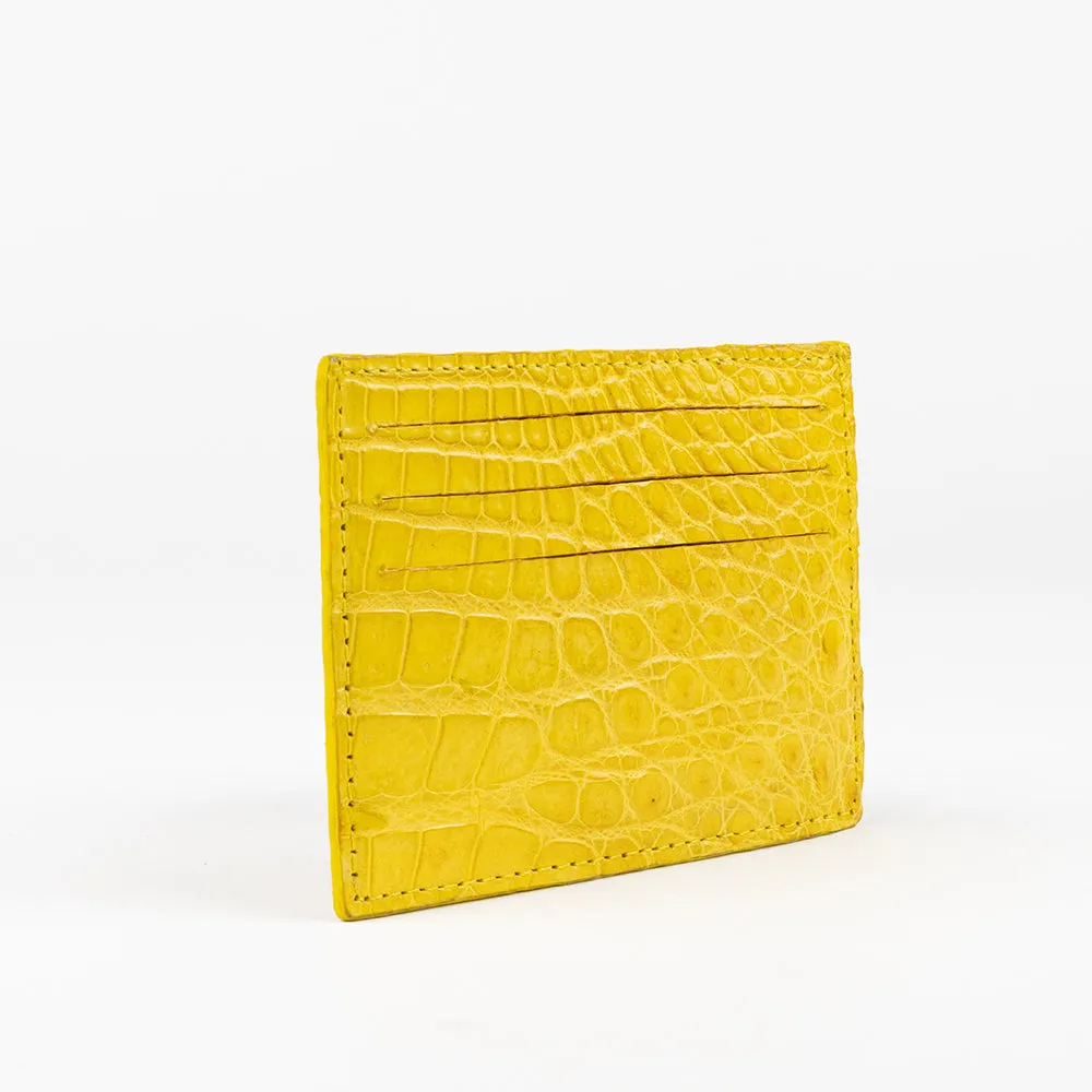 Yellow Genuine Crocodile Skin Credit Card Case