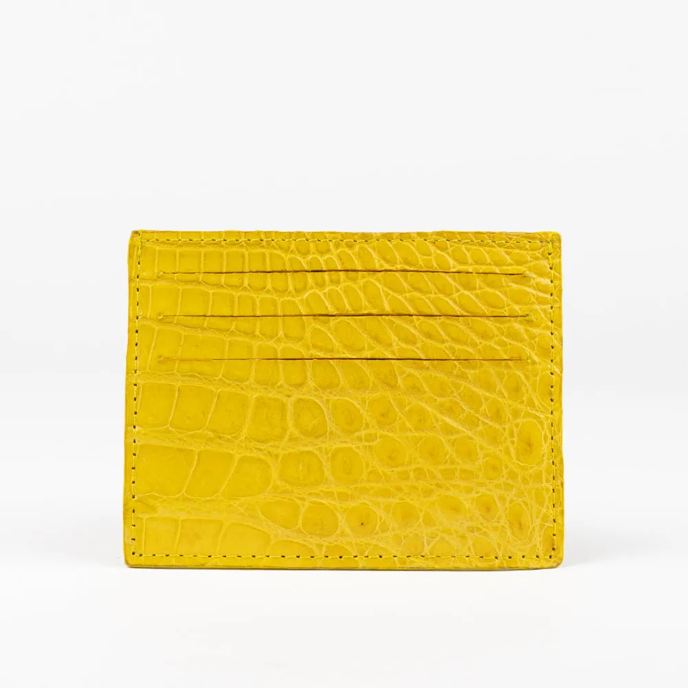 Yellow Genuine Crocodile Skin Credit Card Case