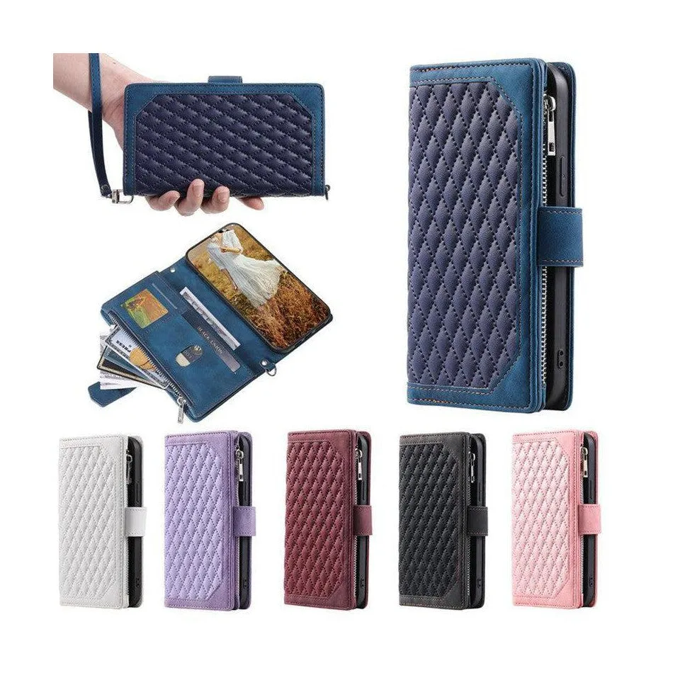 Zipper Wallet Mobile Phone Case for Apple  iPhone XR with Wrist Strap - Black