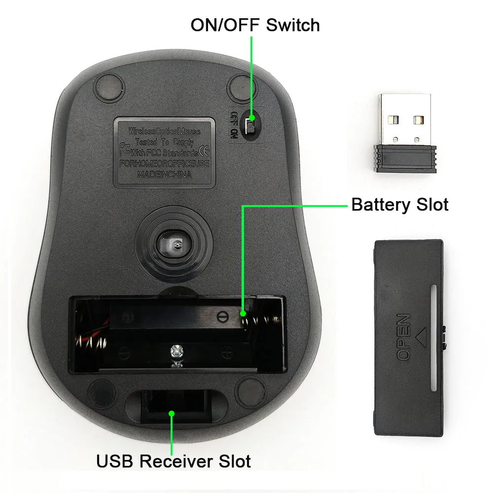 Zougougo USB Wireless Adjustable Optical Office Mouse