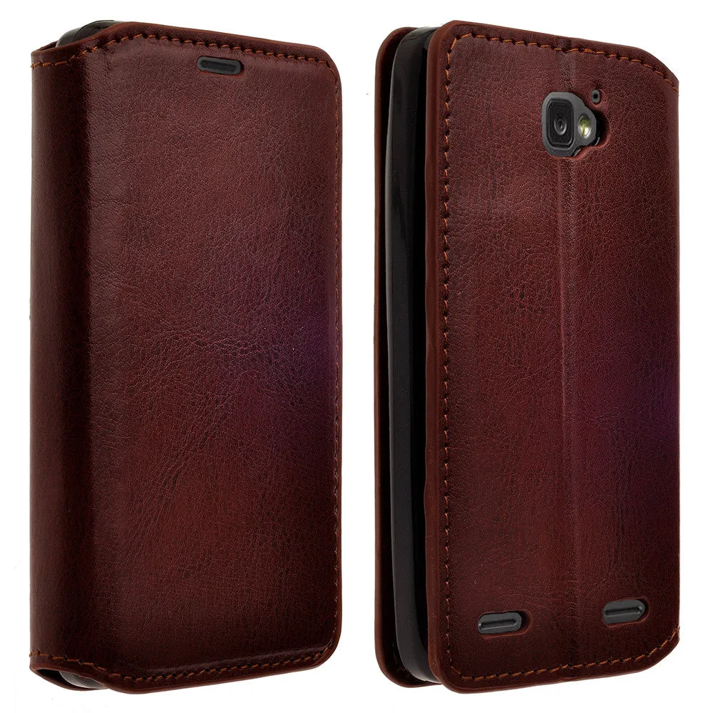 ZTE Zephyr Case, Wrist Strap Magnetic Fold[Kickstand] Pu Leather Wallet Case with ID & Credit Card Slots - Brown